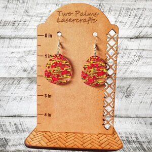 Crime Scene Tape Acrylic Earrings - Oblong Tear Drop